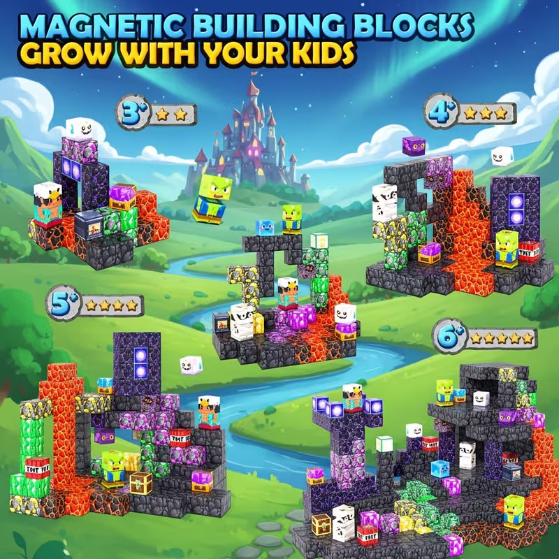 Magma Volcano Cave World Magnetic Building Blocks