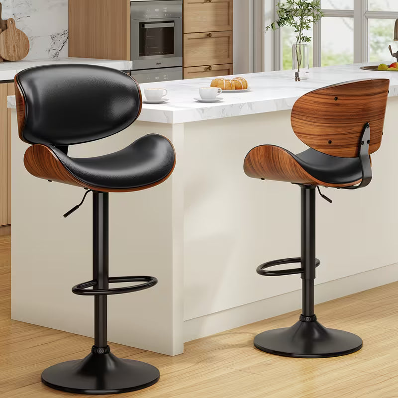 1/2pcs Bar Stools: Adjustable & Swivel Faux Leather Bar Stool