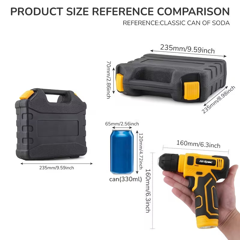 Hi-Spec 8V USB Rechargeable Yellow Electric Drill Set