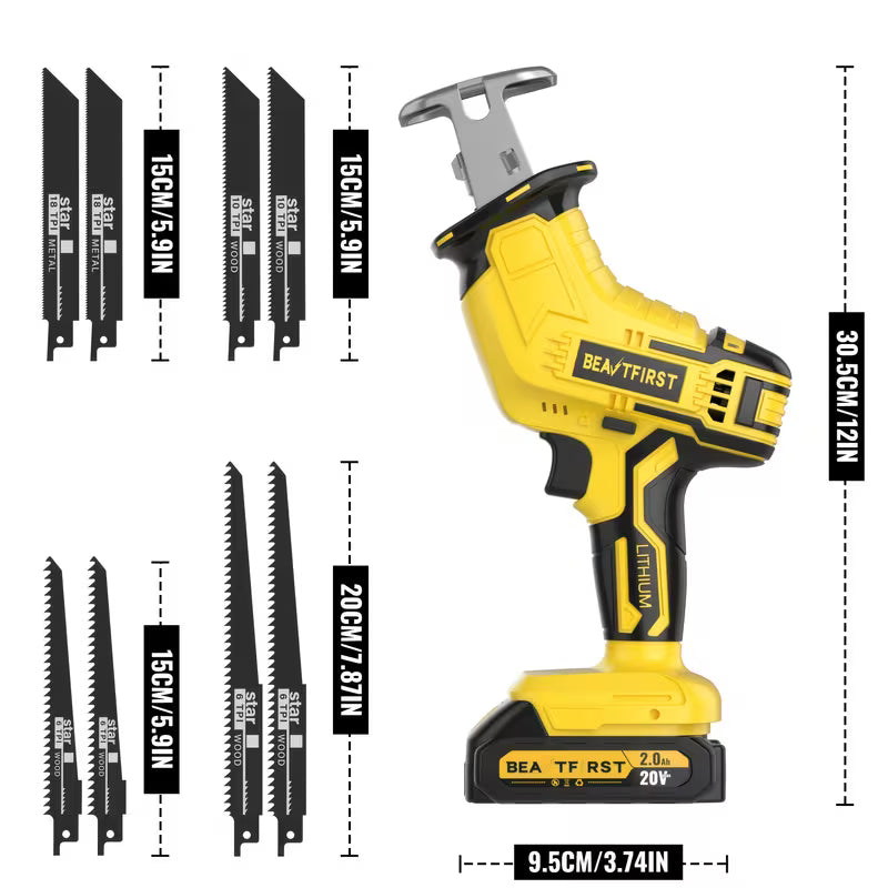 Newly Upgraded Electric Reciprocating Saw, Wireless HandSaw with LED Light And Safety Lock