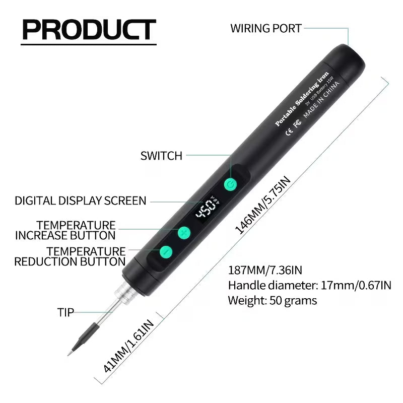 Cordless Soldering Kit, Smart LED Display Soldering Pen Kit