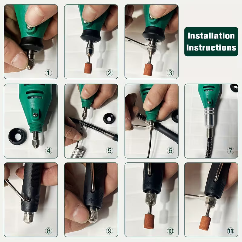 Rotary Tool Kit, 5 Speed Adjustments 10000-37000RPM, Equipped Set