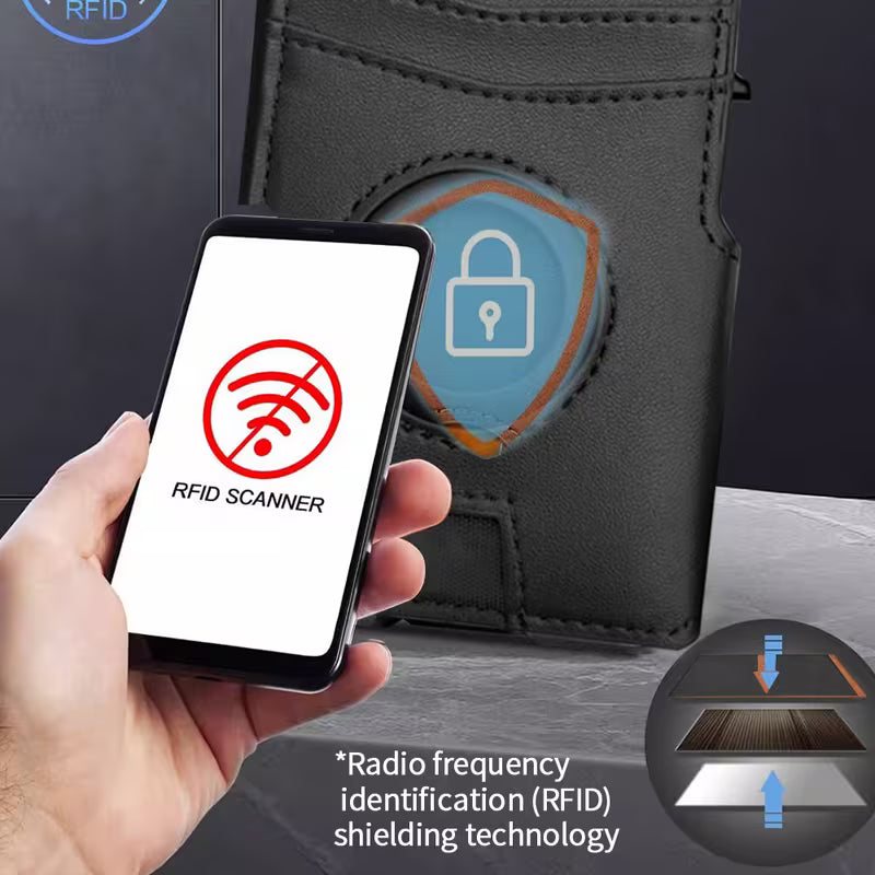 Men'S Bifold Wallet No Airtag RFID Blocking Anti-Theft with Card Slots Cash Compartment ID