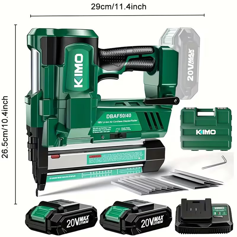 KIMO 18 Gauge Nail Gun Battery Powered W/2 X 2.0 Battery & Charger