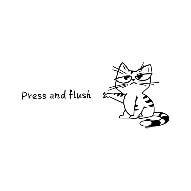 1pc Funny Sassy Cat 'Press and Flush' Toilet Sticker, Removable Peel and Stick Wall Decal