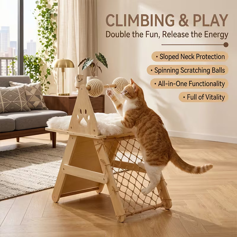 Three in One Deluxe Cat Scratching Board Set, Wood
