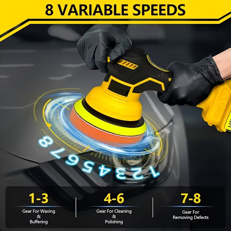 Cordless Car Polisher for Dewalt 20V Battery, Polisher And Damper, 6 Variable Speeds