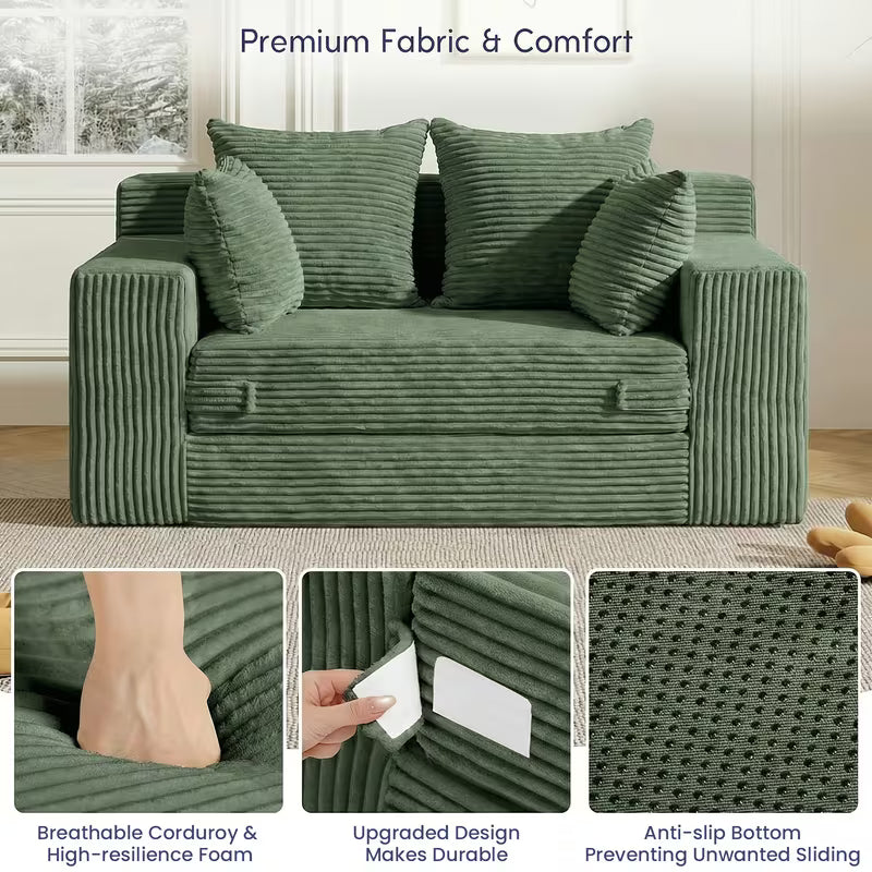 Boneless Couch Loveseat Sleeper, Convertible Sofa Bed Folding Couch Bed Foldable