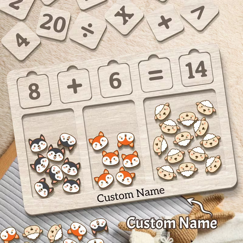 Personalized Wooden Math Board Set Designed for Learning Activities