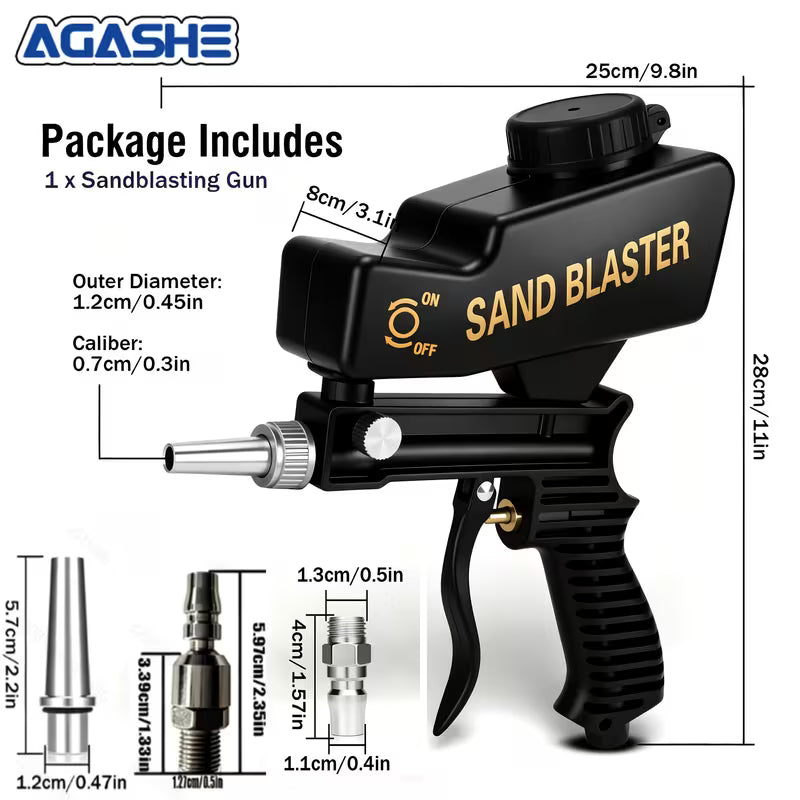 Portable Handheld Sand Blaster Gun, Ergonomic Grip