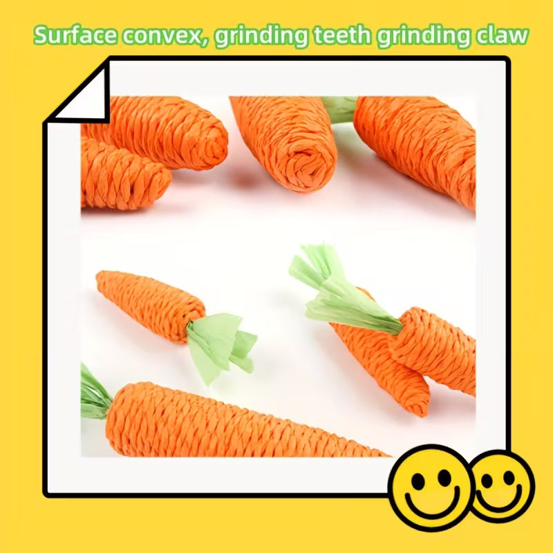 Cute Carrot Design Pet Cat Toy, Paper Rope Set