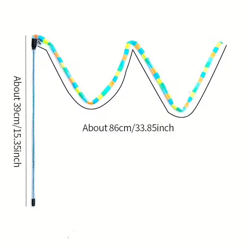 Cat Toy Rainbow Striped Teaser Wand, Random Color