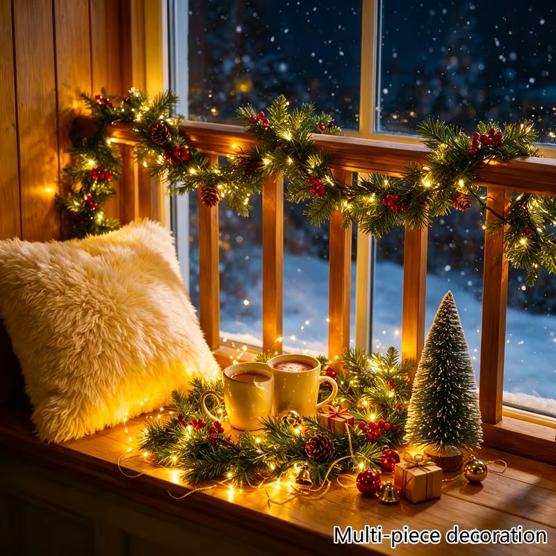 5.9Ft Pre-Lit Crestwood Spruce Artificial Christmas Garland, Christmas Decoration with Glitter