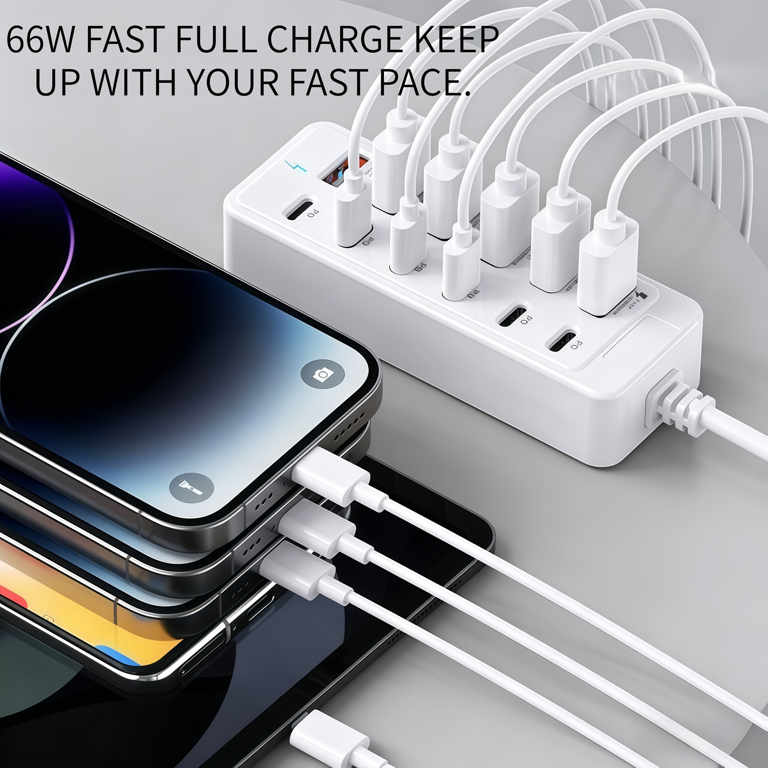 12-Port Desktop Charging Expansion Dock, 6USB+6Type-C Multi-Port Charging Hub, PD Set
