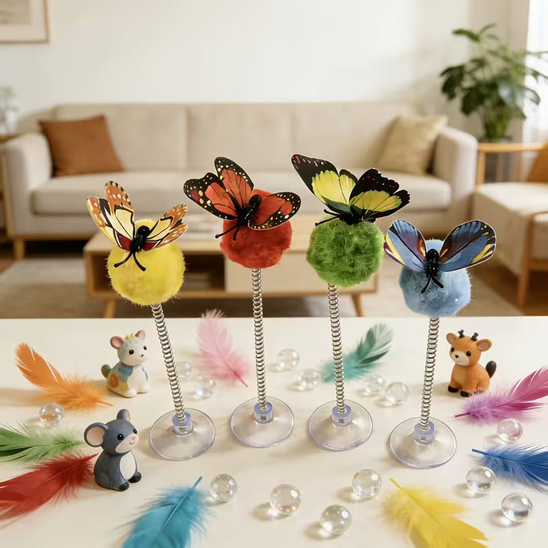 Butterfly Interactive Cat Spring Ball Toy - Random Set, Random Color