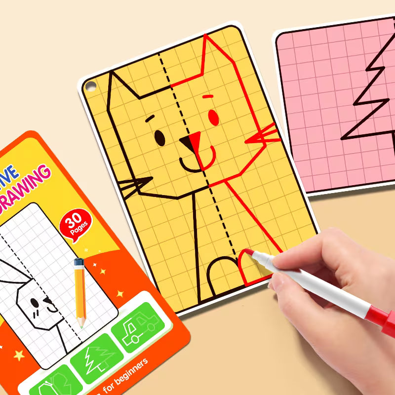 Kids' Fun Half-painting Coloring Book: Kindergarten Drawing