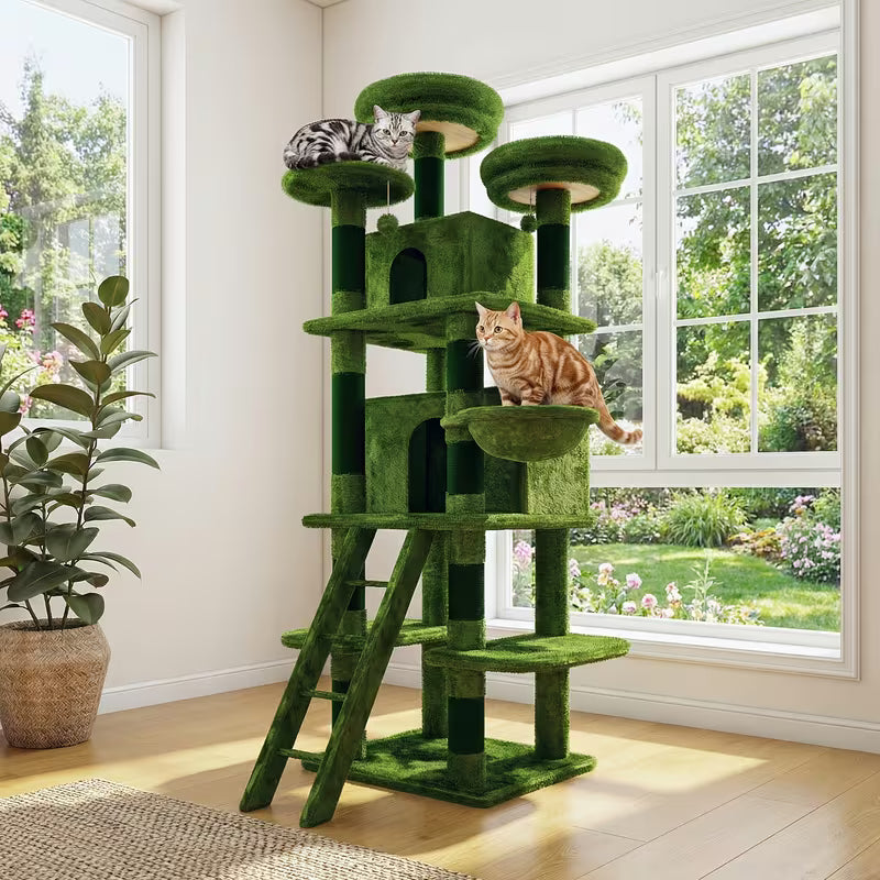 Large Wooden Cat Climbing Frame And Cat Bed, Wooden