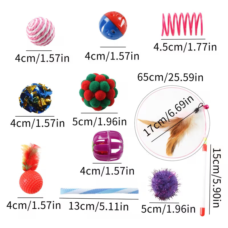 Cat Toy Set, Multi-Cat Interactive Cat Toy Set, Plastic, Random Color