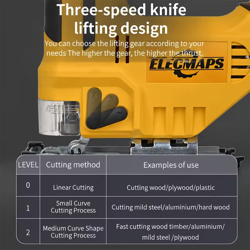 Brushless Cordless Jigsaw with LED Light, 0°-45° Bevel Cut & 3 Orbit Settings
