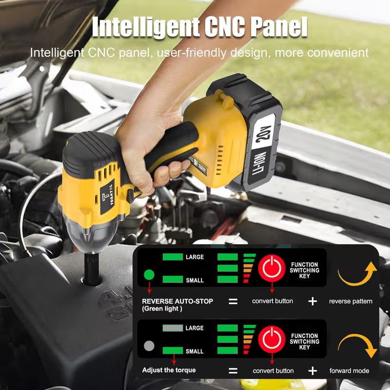 20V Cordless Impact Wrench Kit, Brushless Electric Wrench, 3-in-1 Powerful Impact Wrench
