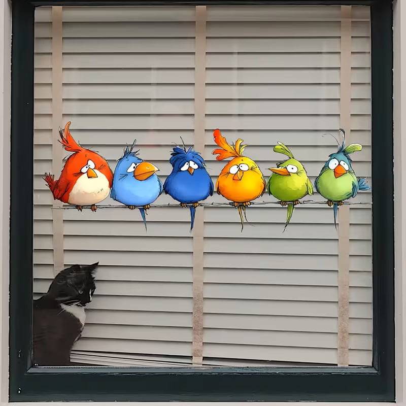1pc Bird Decorative Window Sticker - Removable Static Cling Window Decal, Modern Home Decor