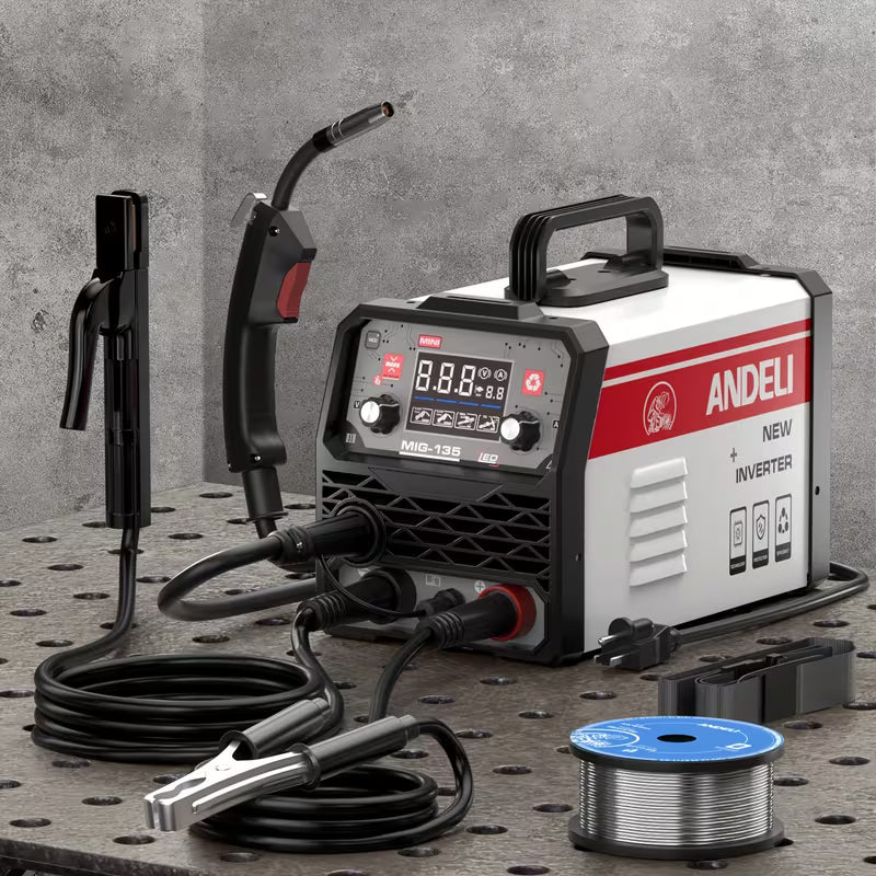 MIG135MINI Three-in-One MIG Welder - FLUX MIG/Lift TIG/ARC, 110V Voltage, Metal