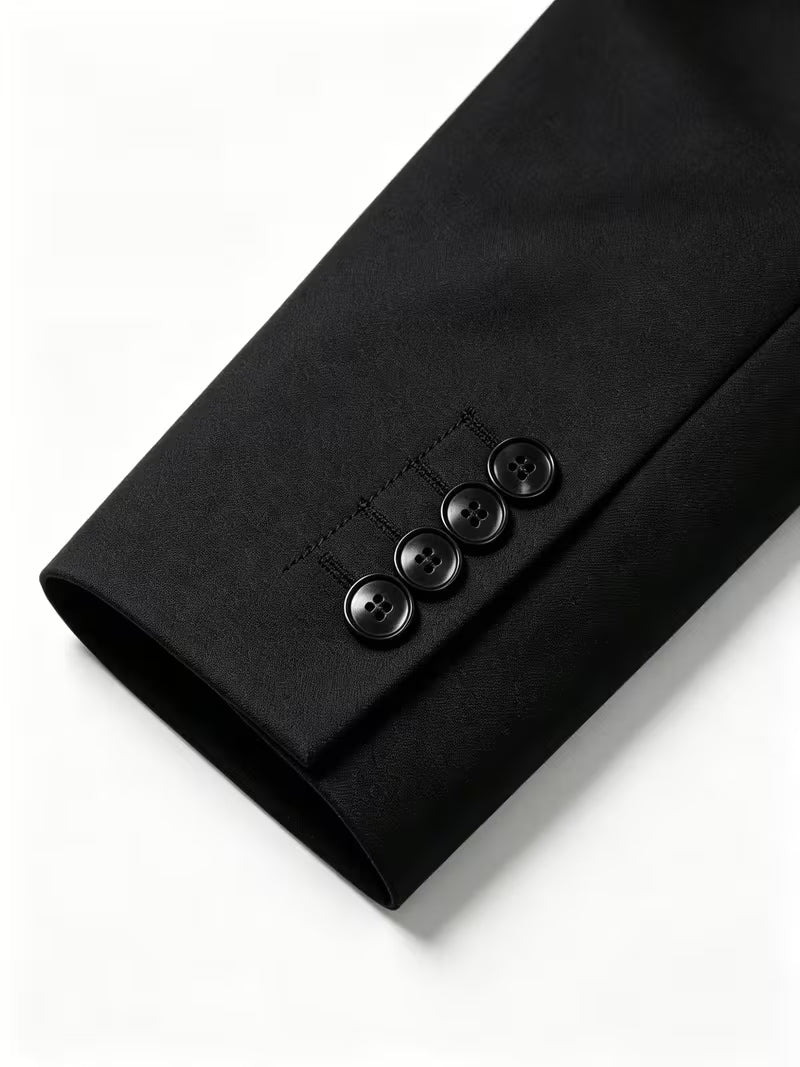 Men'S Slim-Fit Black Two-Piece Suit - Stylish Black And White Color Combination for Weddings