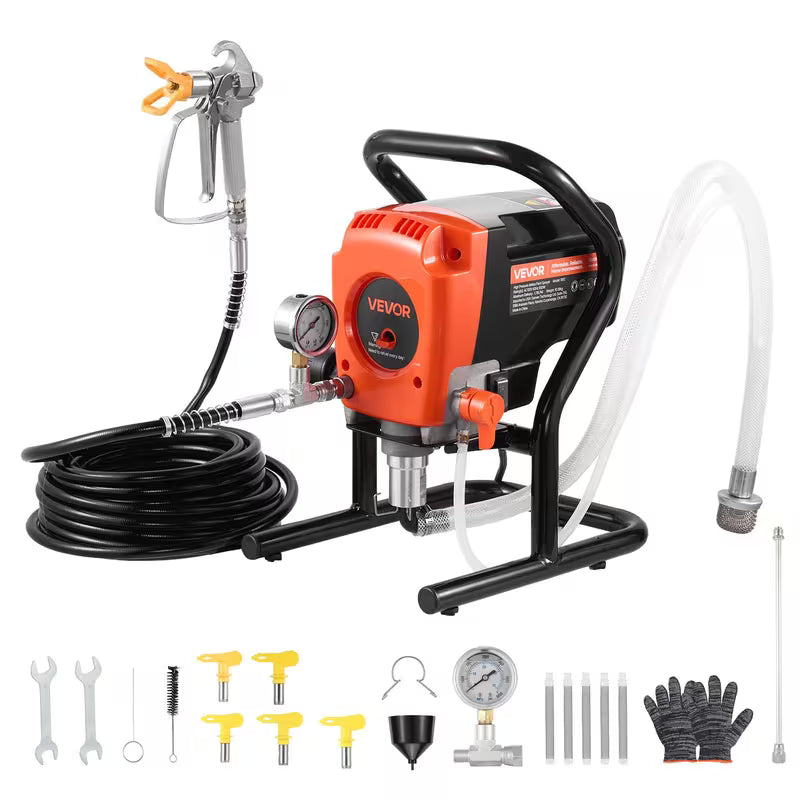 VEVOR Stand Airless Paint Sprayer, 900W, 3300PSI High Pressure Airless Sprayer, Cleaning Brush