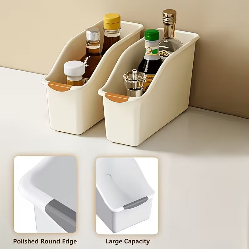 2pcs Arched Design Storage Box Heavy-Duty Plastic Organizer Set, Plastic, White