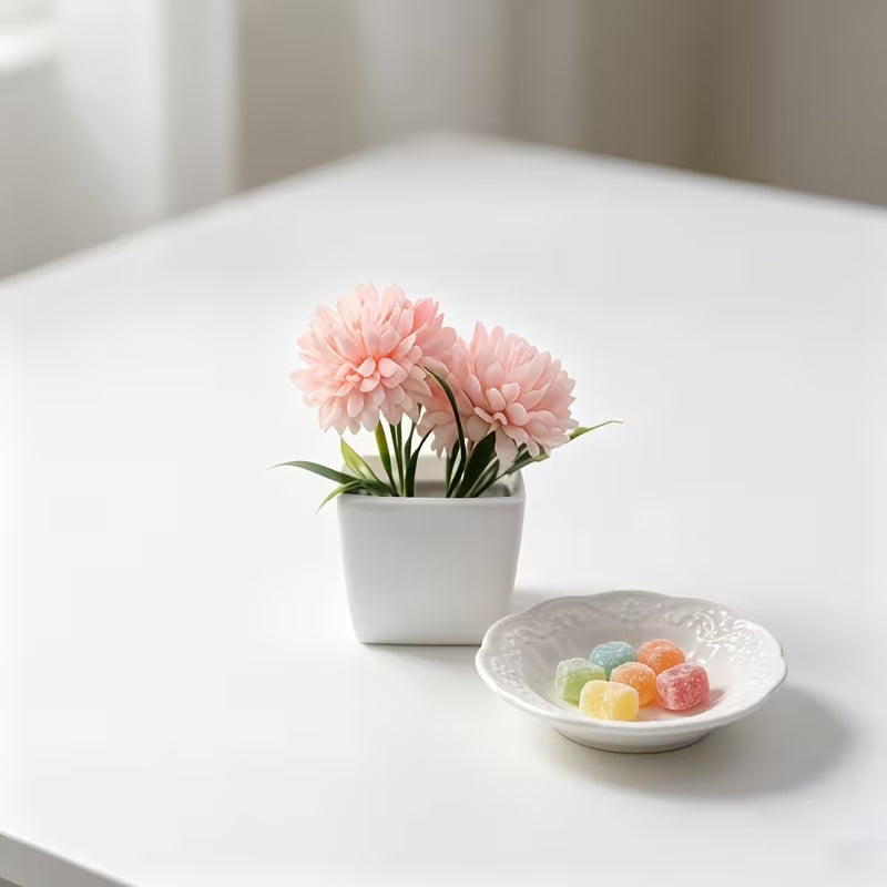 1pc Artificial Mini Plant Potted Fake Flower Plastic Bonsai Flower Plant Green Plant
