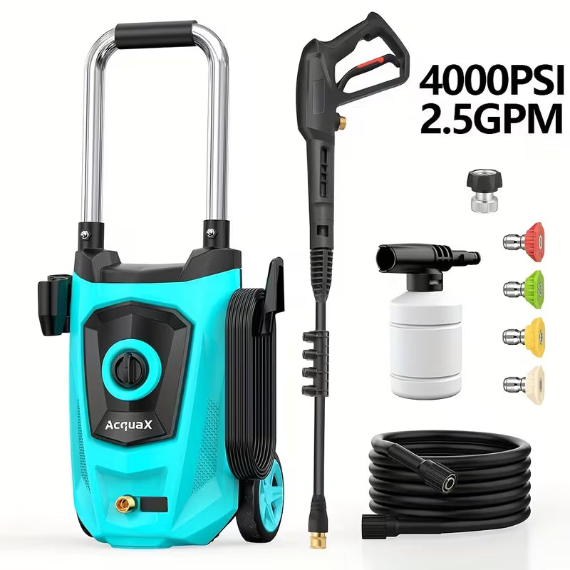 Electric Pressure Washer with Storage Reel, 20FT Hose, 4 Nozzles & Foam Cannon