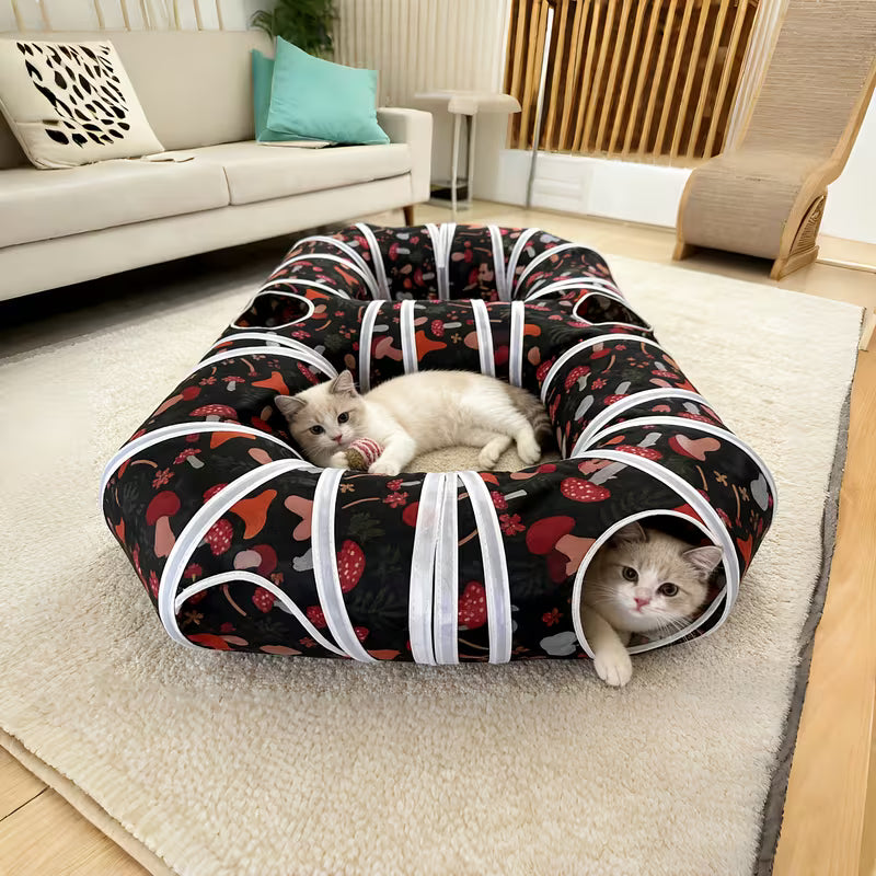 Cat Tunnel Foldable Pet Play Tube, 8-Shaped Interactive Cat Tunnel