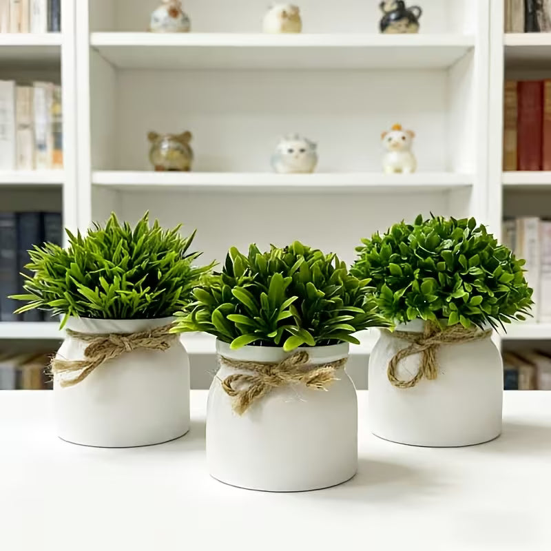 3pcs Realistic Artificial Potted Plants With Pots - Pre-Potted/Outdoor Fake Suitable