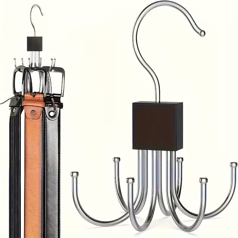 Multi-Functional Large Capacity Belt Hanger - Rotating Wooden Rack, Suitable for Belts, Bras, Vests