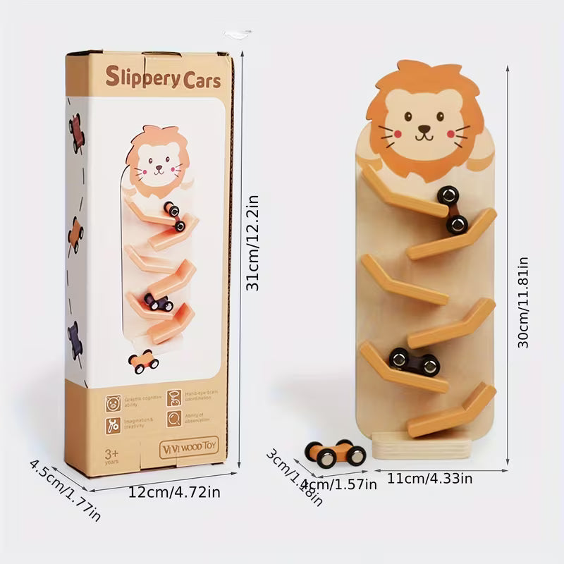 Wooden Animal Sliding Rail Car