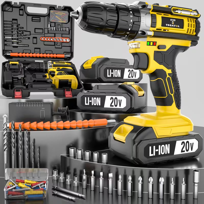 Portable Upgraded 20V Electric Cordless Drill Set, Multifunctional Cordless Drill with Battery