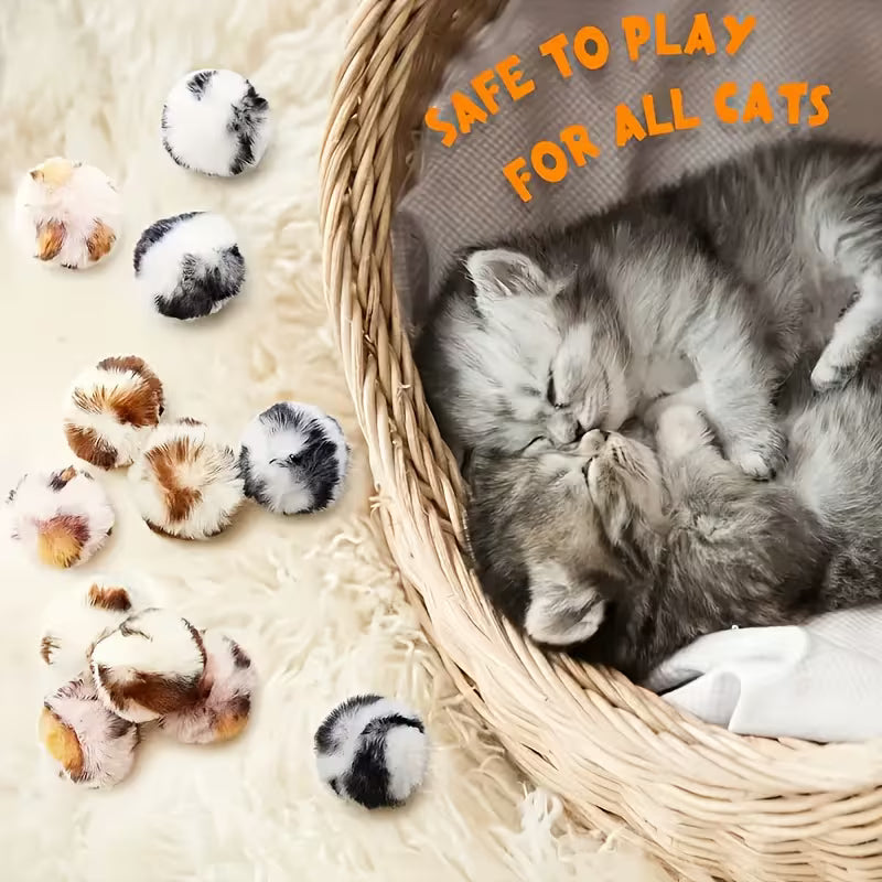 Plush Cat Toy Balls - Interactive Pet Toy Plush Balls Set, Random Color