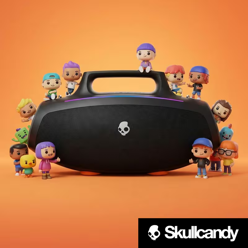 Skullcandy Barrel Bluetooth Boombox Speaker – Water-Resistant Wireless Portable Speaker, Black