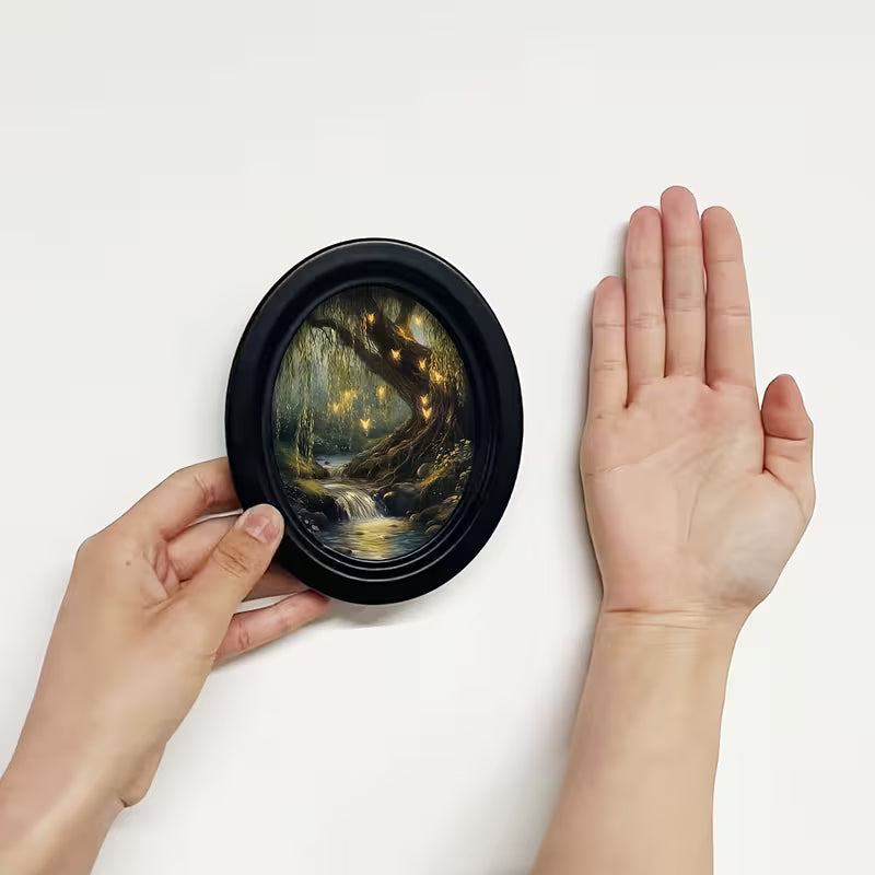 1pc Vintage Willow Fairy Tale Oval Wooden Picture Frame