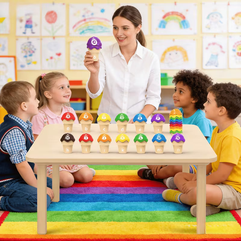 Toy for Sorting Ice Cream Letters in Both Uppercase and Lowercase