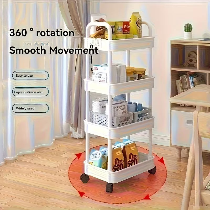 Portable Mobile Storage Cart - Multi-Tier Shelf, Space-Saving Utility Cart for Kitchen