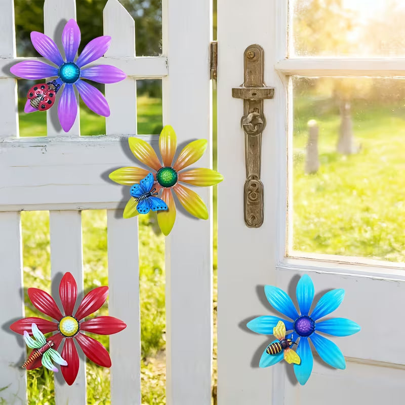 4pcs 4pcs Metal Daisy Wall Decor Set, Metal