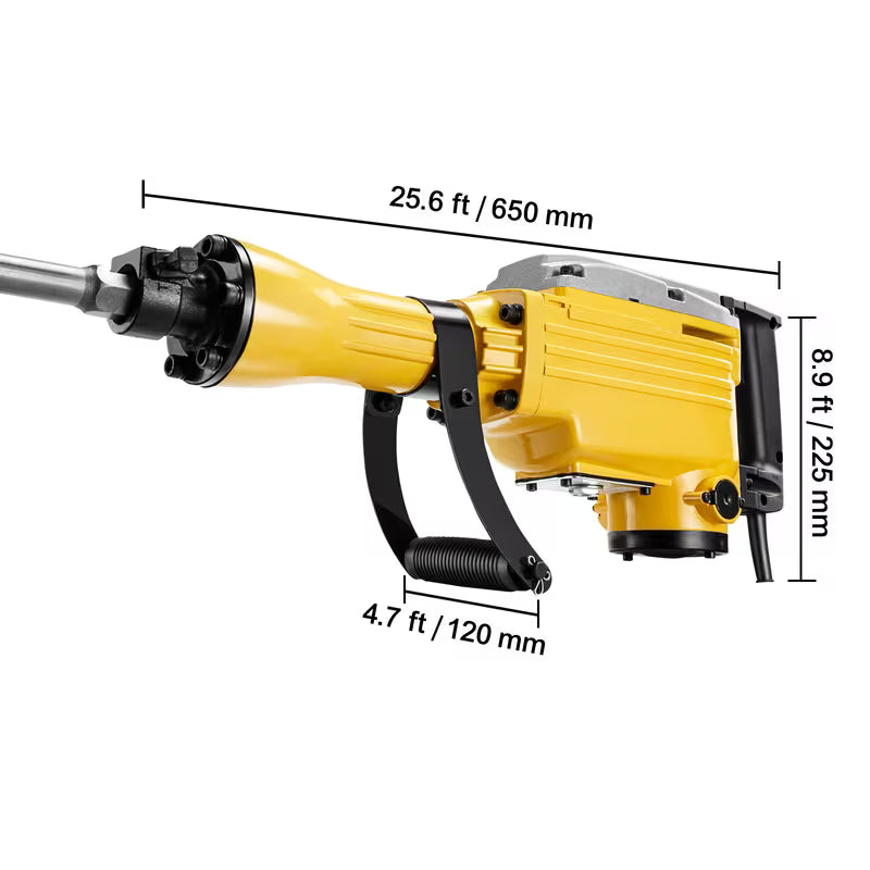 VEVOR Demolition Jack Hammer Concrete Breaker 2200W Electric Hammer 4 Chisel Bit