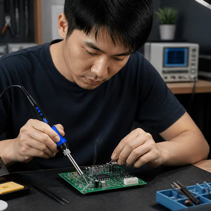 80W Electric Soldering Iron 908D American Standard LED Digital Display with Tin Wire Soldering Set