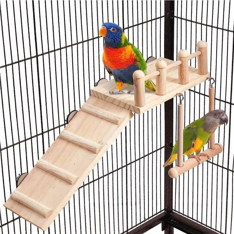 Wood Bird Perch & Swing, Wood, Green