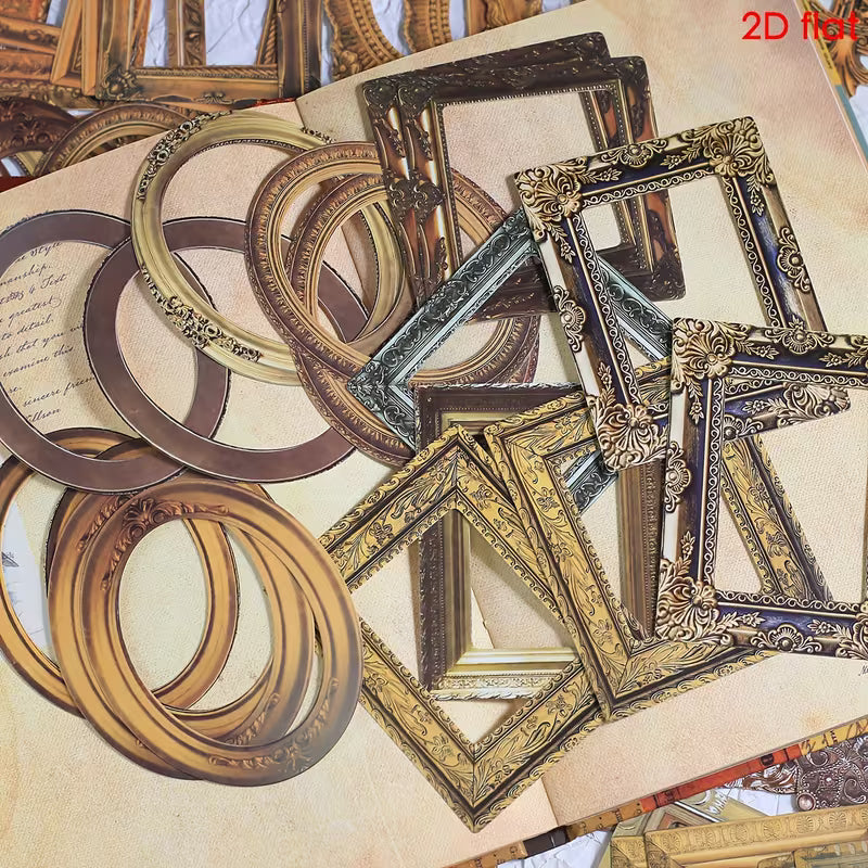 Frame Sticker Pack 2D Flat Vintage Sticker Cutout Frame Decor Set
