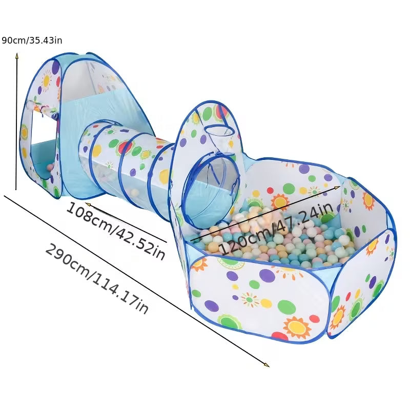 Blue Colorful Wave Point Tent Tunnel Ball Pool Set Outdoor Indoor Play