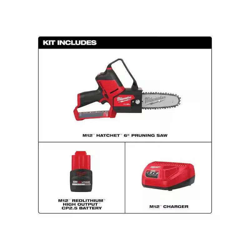 Milwaukee Electric 2527-21 M12 Fuel Hatchet 6 Pruning Saw KIT