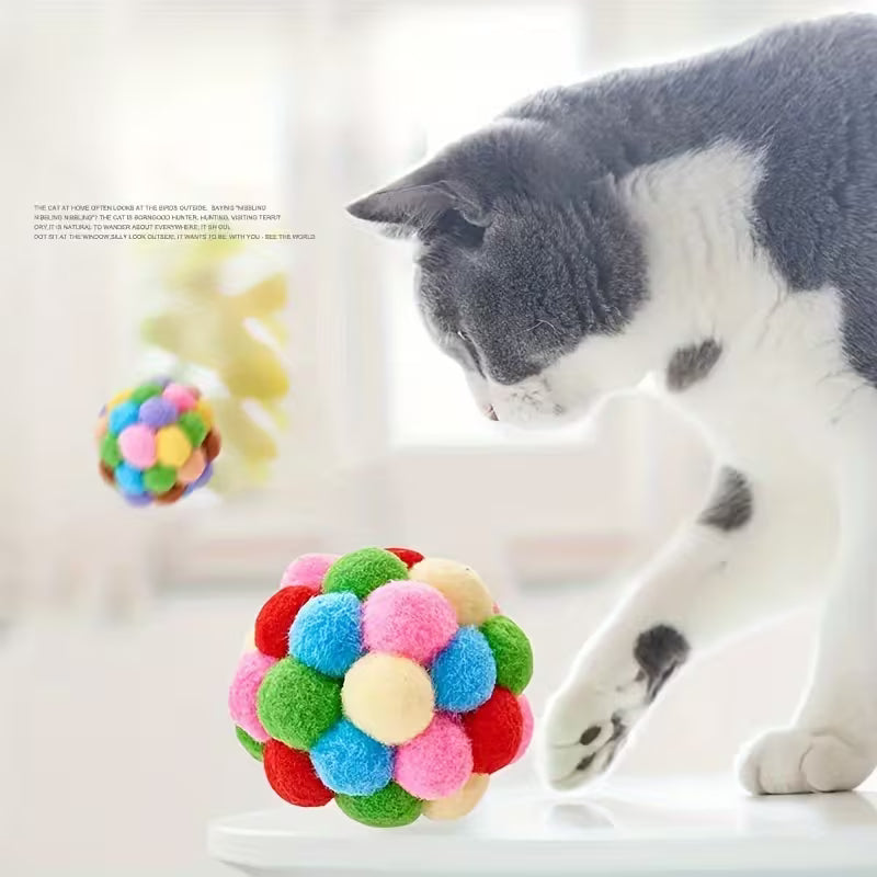 Cat Ball Toys, Pet Elastic Bell Balls, Self-Entertainment Cat Balls Set