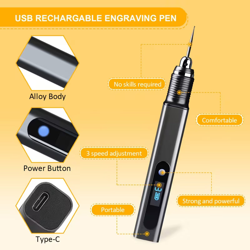2026 NEW Rechargeable Engraving Pen Kit, Mini Electric Rotary Etching Tool with 39 Bits And 10